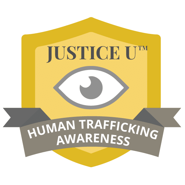 Earn Your Justice U Human Trafficking Awareness Badge